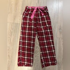 Victoria's Secret women’s Red Plaid Pajama Bottoms with Pink Ribbon oversized